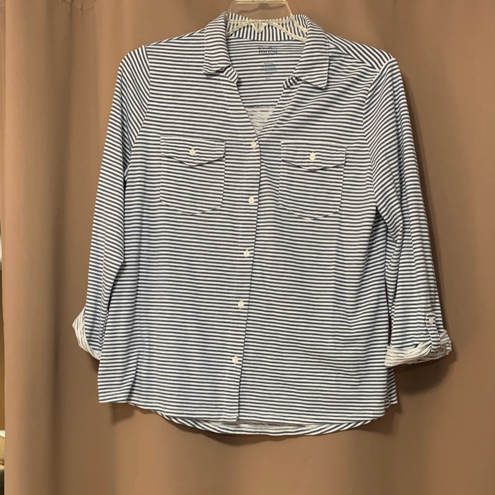 Croft & Barrow Blue and White Striped Top